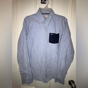 Hollister Men Blue Button Down Shirt